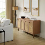 Lenz 63 Madia Moderna Larga in Rattan con 2 Ripiani Regolabili|ART OF LIVING DESIGNS