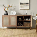 Lenz 63 Madia Moderna Larga in Rattan con 2 Ripiani Regolabili|ART OF LIVING DESIGNS
