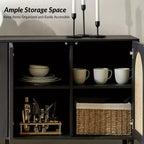 Lenz 63 Madia Moderna Larga in Rattan con 2 Ripiani Regolabili|ART OF LIVING DESIGNS