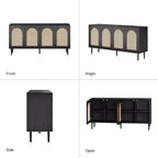 Lenz 63 Madia Moderna Larga in Rattan con 2 Ripiani Regolabili|ART OF LIVING DESIGNS