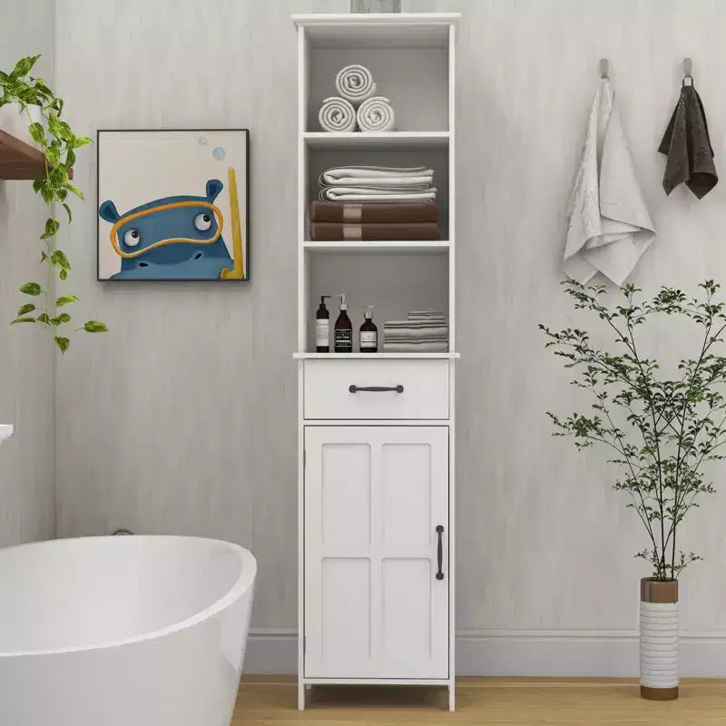Mobiletto sottile da bagno GDFStudio Helmsley con ripiani regolabili e cassetto