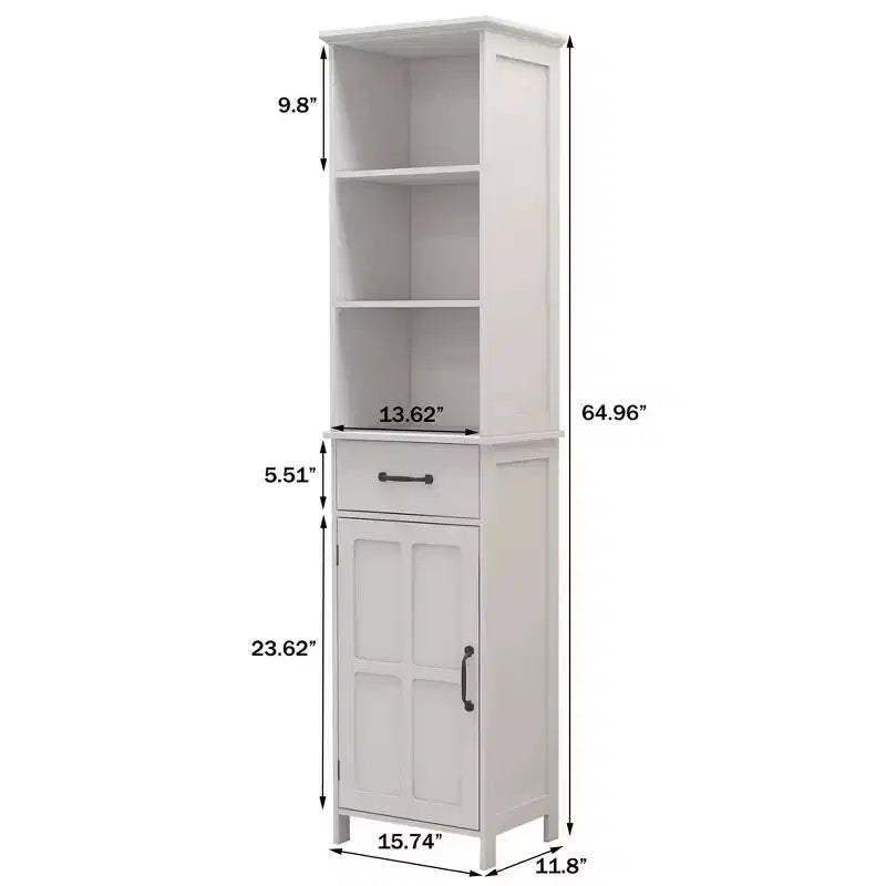 Mobiletto sottile da bagno GDFStudio Helmsley con ripiani regolabili e cassetto