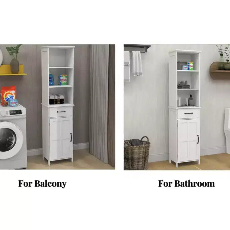 Mobiletto sottile da bagno GDFStudio Helmsley con ripiani regolabili e cassetto