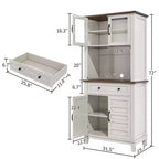 72 Armadio dispensa da cucina, Mobile bar da cucina, Mobile contenitore semiaperto con cassetti, Ante in vetro, Adatto per sala da pranzo, soggiorno, Bianco