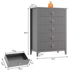 Cassettiera da camera con 5 cassetti, cassettiera moderna larga 81 cm con maniglie in metallo e cassetti in legno per camera da letto, soggiorno, corridoio