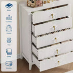 Cassettiera da camera con 5 cassetti, cassettiera moderna larga 81 cm con maniglie in metallo e cassetti in legno per camera da letto, soggiorno, corridoio