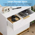 Cassettiera a tre cassetti, comodino con funzione contenitore, toeletta, maniglia dorata, adatto per camera da letto, soggiorno e ingresso