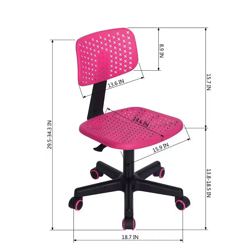 Sedia da studio girevole regolabile Homy Casa per bambini, dormitorio e ufficio, rosa
