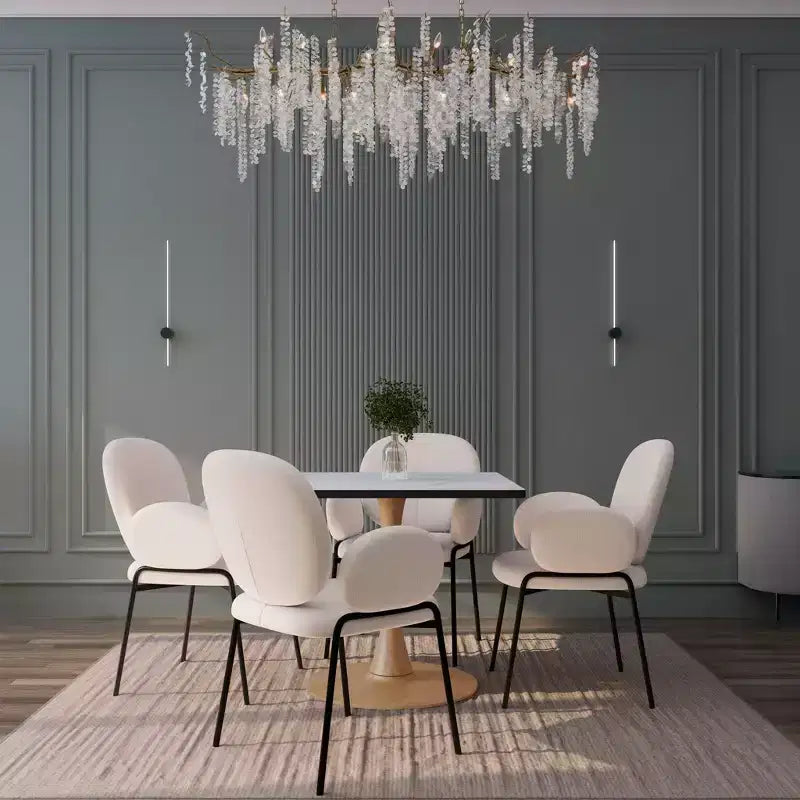 Tavolo da pranzo quadrato LeisureMod Bristol 27 con piano in MDF bianco marmorizzato e base a piedistallo in acciaio per cucine e sale da pranzo moderne
