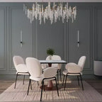 Tavolo da pranzo quadrato LeisureMod Bristol 27 con piano in MDF bianco marmorizzato e base a piedistallo in acciaio per cucine e sale da pranzo moderne