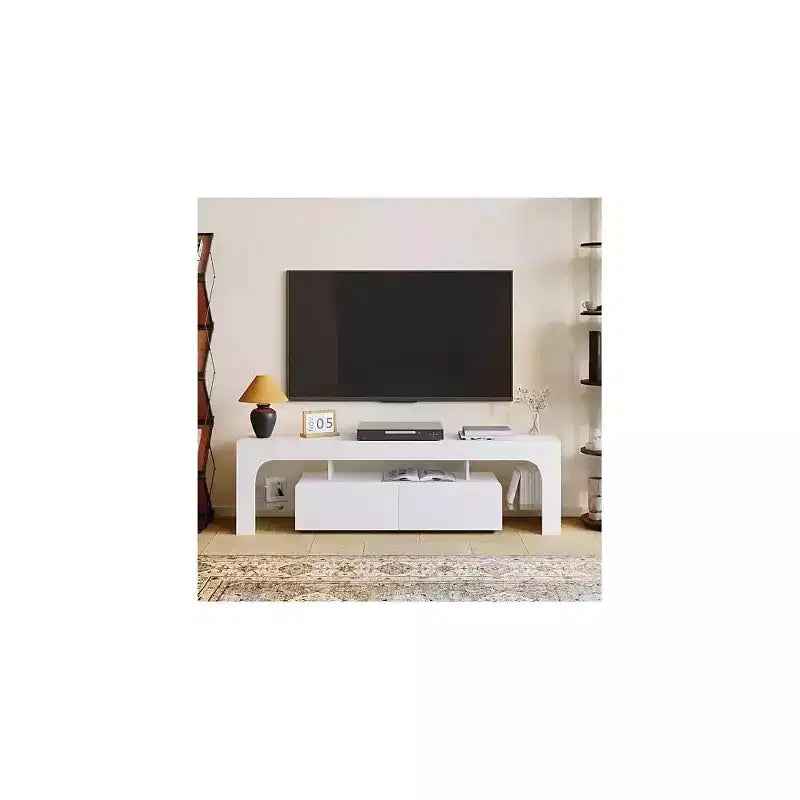 Mobile TV Moderno con Ampio Cassetto Contenitore per TV Fino a 70 Pollici, Mobile TV in Legno Stile Fattoria con Centro di Intrattenimento Lucido per Soggiorno, Camera da Letto