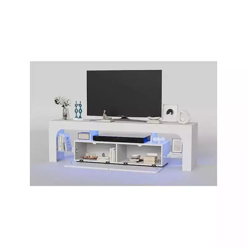 Mobile TV Moderno con Ampio Cassetto Contenitore per TV Fino a 70 Pollici, Mobile TV in Legno Stile Fattoria con Centro di Intrattenimento Lucido per Soggiorno, Camera da Letto