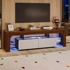 Mobile TV Moderno con Ampio Cassetto Contenitore per TV Fino a 70 Pollici, Mobile TV in Legno Stile Fattoria con Centro di Intrattenimento Lucido per Soggiorno, Camera da Letto