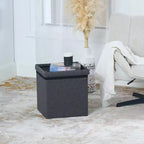 FurnitureR Pouf Contenitore, Piccolo Pouf Pieghevole Cubo Sgabello Poggiapiedi per Soggiorno Camera da Letto, Poggiapiedi Contenitore Imbottito, 38 cm, Grigio
