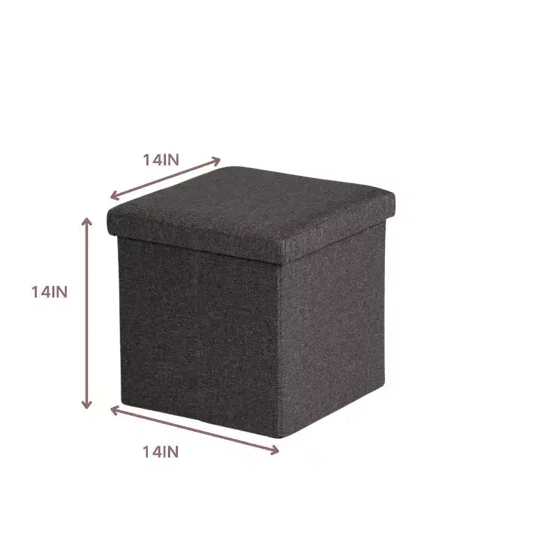 FurnitureR Pouf Contenitore, Piccolo Pouf Pieghevole Cubo Sgabello Poggiapiedi per Soggiorno Camera da Letto, Poggiapiedi Contenitore Imbottito, 38 cm, Grigio