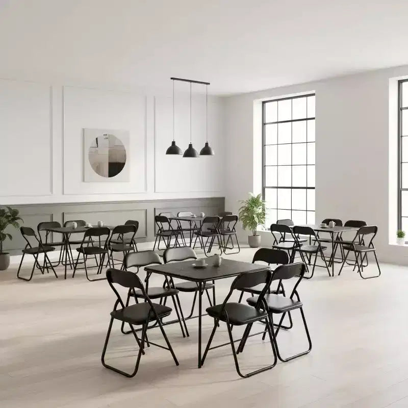 FurnitureR Set da 7 Pezzi con Tavolo e Sedie Pieghevoli per 6 Persone Nessun Montaggio Richiesto, Tavolo Quadrato Salvaspazio con 6 Sedie Pieghevoli
