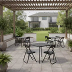 FurnitureR Set da 7 Pezzi con Tavolo e Sedie Pieghevoli per 6 Persone Nessun Montaggio Richiesto, Tavolo Quadrato Salvaspazio con 6 Sedie Pieghevoli