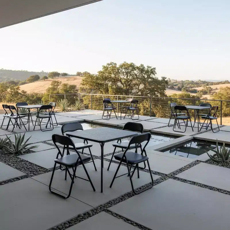 FurnitureR Set da 7 Pezzi con Tavolo e Sedie Pieghevoli per 6 Persone Nessun Montaggio Richiesto, Tavolo Quadrato Salvaspazio con 6 Sedie Pieghevoli