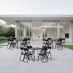 FurnitureR Set da 7 Pezzi con Tavolo e Sedie Pieghevoli per 6 Persone Nessun Montaggio Richiesto, Tavolo Quadrato Salvaspazio con 6 Sedie Pieghevoli