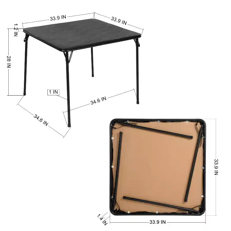 FurnitureR Set da 7 Pezzi con Tavolo e Sedie Pieghevoli per 6 Persone Nessun Montaggio Richiesto, Tavolo Quadrato Salvaspazio con 6 Sedie Pieghevoli