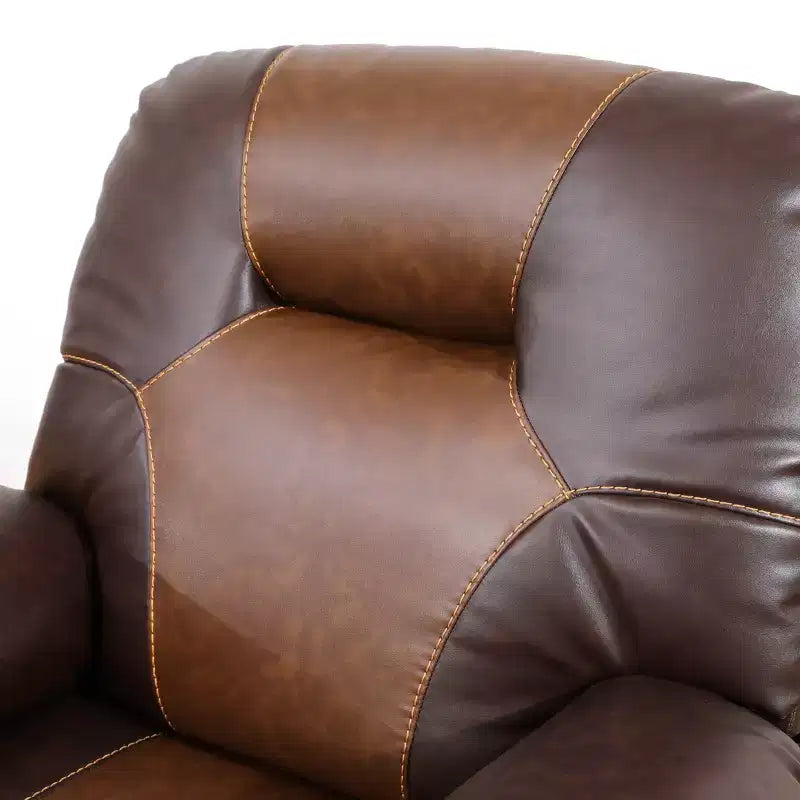 MAYEERTY Divano reclinabile, reclinabile a 3 posti in pelle traspirante con tavolino da caffè reversibile per soggiorno, marrone