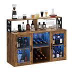 Mobile Bar per la Casa, Mobile Bar con Prese di Corrente, Porta Bicchieri, Mobile Vino con Vani Portaoggetti, Mobile Vino con Ripiani per Cucina e Casa