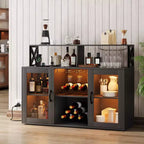 Mobile Bar per la Casa, Mobile Bar con Prese di Corrente, Porta Bicchieri, Mobile Vino con Vani Portaoggetti, Mobile Vino con Ripiani per Cucina e Casa