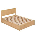 Giroletto a piattaforma con contenitore, Giroletto a piattaforma in legno con 2 cassetti, Naturale