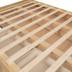 Giroletto a piattaforma con contenitore, Giroletto a piattaforma in legno con 2 cassetti, Naturale