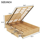 Giroletto a piattaforma con contenitore, Giroletto a piattaforma in legno con 2 cassetti, Naturale