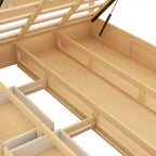 Giroletto a piattaforma con contenitore, Giroletto a piattaforma in legno con 2 cassetti, Naturale