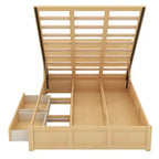 Giroletto a piattaforma con contenitore, Giroletto a piattaforma in legno con 2 cassetti, Naturale