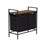 Cesto Portabiancheria FurnitureR con 2 Scomparti e Ripiano, Separatore Lavanderia a 2 Scomparti con Sacchi Rimovibili e Piano in Legno, Cesto Portabiancheria Largo 73 cm