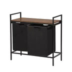 Cesto Portabiancheria FurnitureR con 2 Scomparti e Ripiano, Separatore Lavanderia a 2 Scomparti con Sacchi Rimovibili e Piano in Legno, Cesto Portabiancheria Largo 73 cm