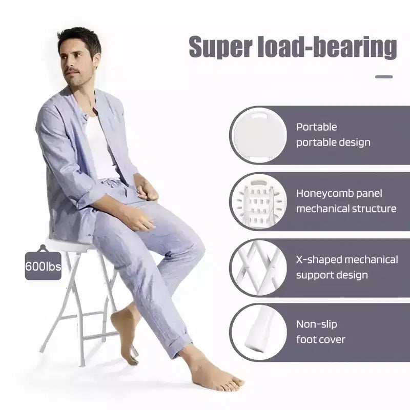 GustoWave Sedia Pieghevole Portatile con Maniglia, Sgabello Pieghevole Rotondo Resistente con Capacità di 227 kg per Adulti, Sgabello Pieghevole da 45 cm