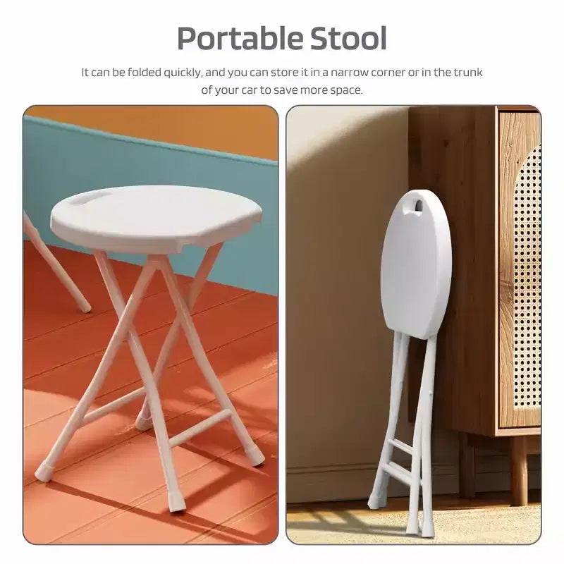 GustoWave Sedia Pieghevole Portatile con Maniglia, Sgabello Pieghevole Rotondo Resistente con Capacità di 227 kg per Adulti, Sgabello Pieghevole da 45 cm
