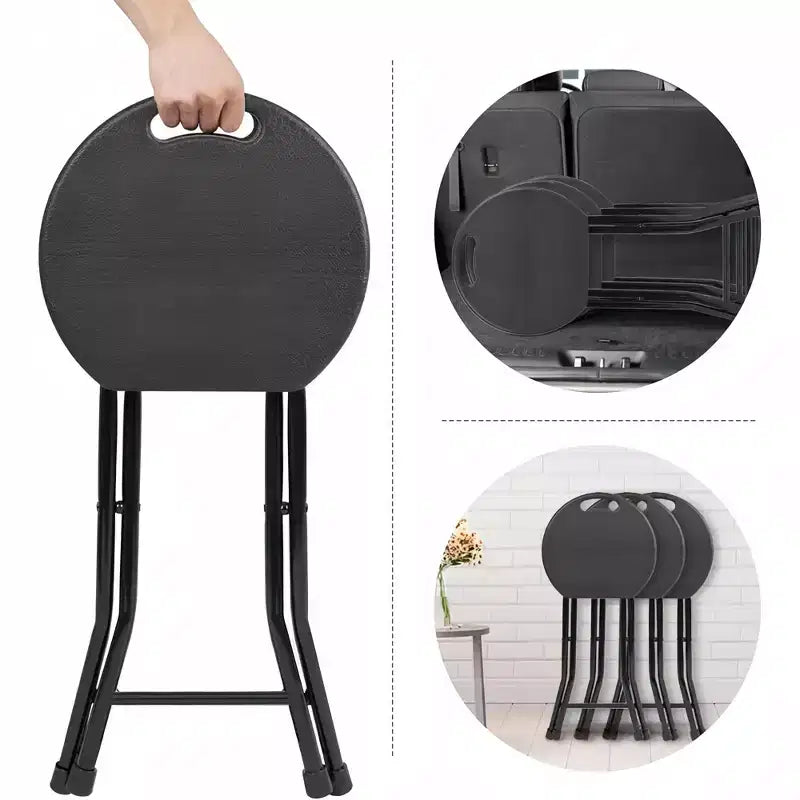 GustoWave Sedia Pieghevole Portatile con Maniglia, Sgabello Pieghevole Rotondo Resistente con Capacità di 227 kg per Adulti, Sgabello Pieghevole da 45 cm