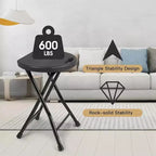 GustoWave Sedia Pieghevole Portatile con Maniglia, Sgabello Pieghevole Rotondo Resistente con Capacità di 227 kg per Adulti, Sgabello Pieghevole da 45 cm