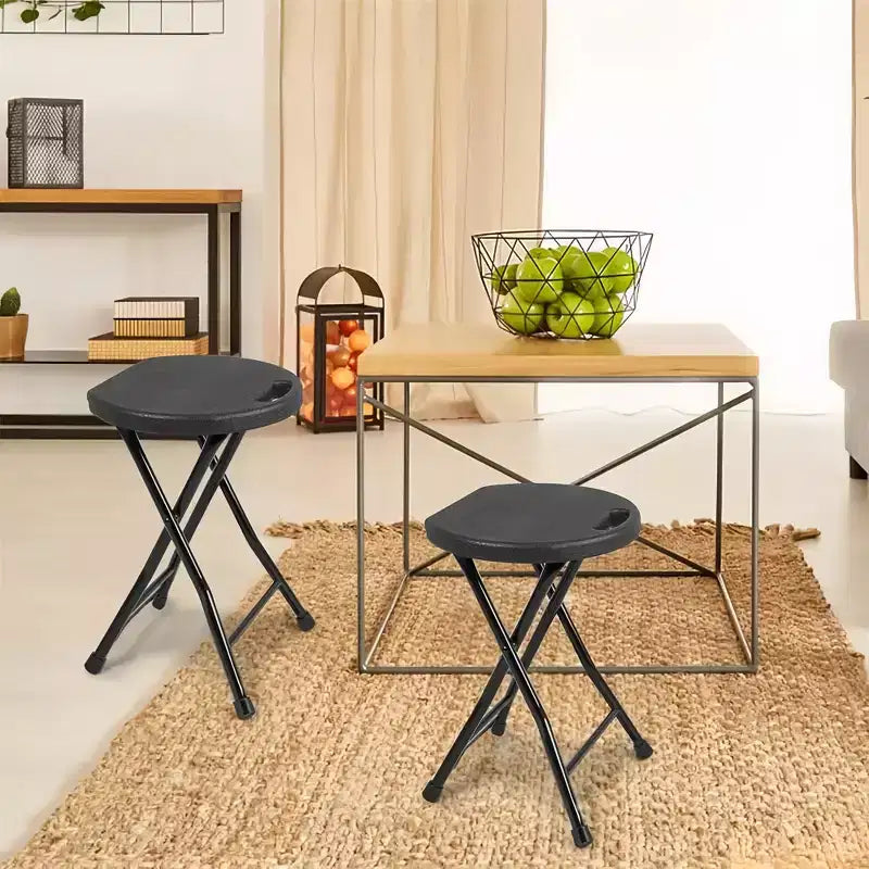GustoWave Sedia Pieghevole Portatile con Maniglia, Sgabello Pieghevole Rotondo Resistente con Capacità di 227 kg per Adulti, Sgabello Pieghevole da 45 cm