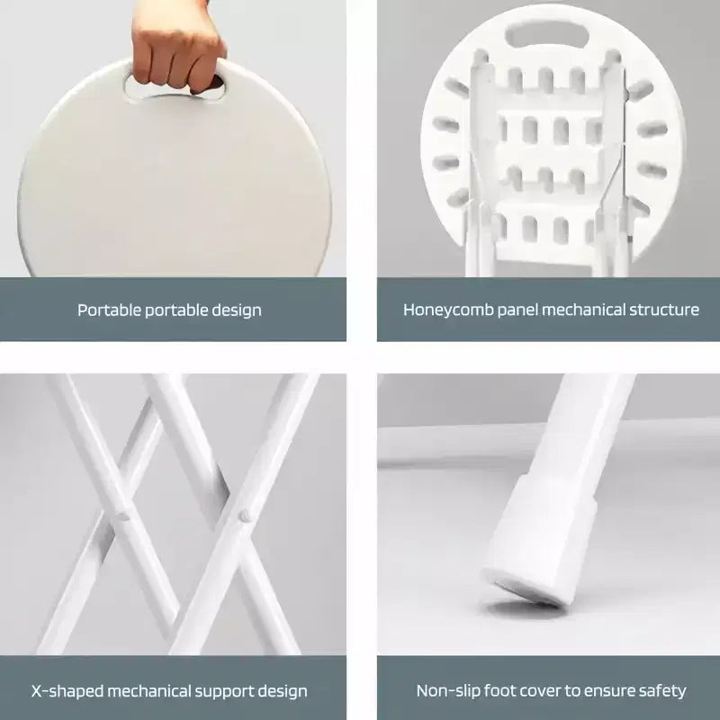 GustoWave Sedia Pieghevole Portatile con Maniglia, Sgabello Pieghevole Rotondo Resistente con Capacità di 227 kg per Adulti, Sgabello Pieghevole da 45 cm