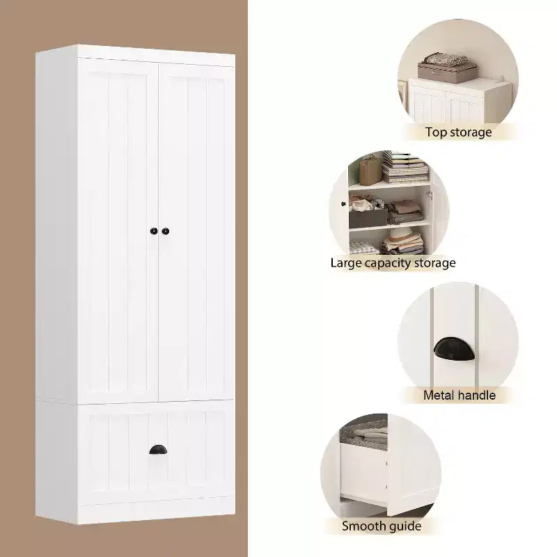 Armadio a Piedi Famapy con Ripiani Regolabili e Cassetto Inferiore, Organizzatore di Vestiti, Mobile Contenitore per Camera da Letto/Ingresso