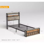 Letto a piattaforma in legno Okak, dimensioni singolo, con vano portaoggetti e testiera, moderno telaio letto piccolo per camera da letto, cameretta bambini