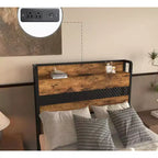Letto a piattaforma in legno Okak, dimensioni singolo, con vano portaoggetti e testiera, moderno telaio letto piccolo per camera da letto, cameretta bambini