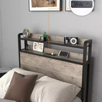 Letto a piattaforma in legno Okak, dimensioni singolo, con vano portaoggetti e testiera, moderno telaio letto piccolo per camera da letto, cameretta bambini