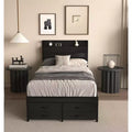 Okak Twin Size Wooden Platform Bed with Storage Compartment & Headboard,Modern Small Bed Frame for Bedroom,Kids Room