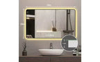Specchio da Bagno a Parete Okak con Angoli Arrotondati, Specchio da Trucco Antiappannamento con Display della Temperatura, Specchio da Parete per Bagno