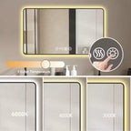 Specchio da Bagno a Parete Okak con Angoli Arrotondati, Specchio da Trucco Antiappannamento con Display della Temperatura, Specchio da Parete per Bagno