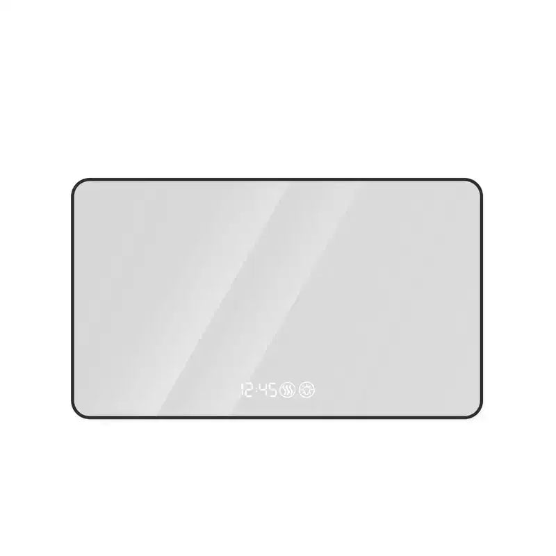 Specchio da Bagno a Parete Okak con Angoli Arrotondati, Specchio da Trucco Antiappannamento con Display della Temperatura, Specchio da Parete per Bagno
