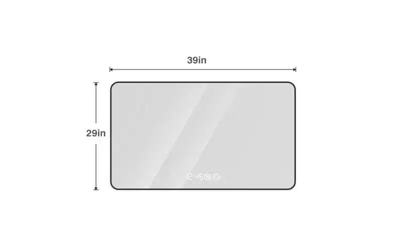 Specchio da Bagno a Parete Okak con Angoli Arrotondati, Specchio da Trucco Antiappannamento con Display della Temperatura, Specchio da Parete per Bagno