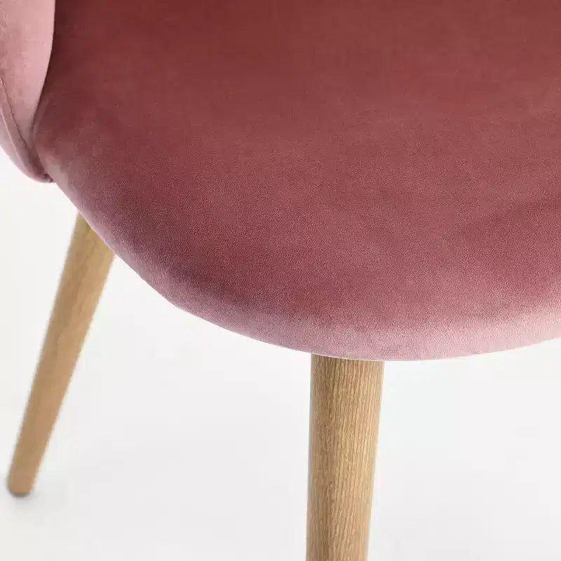 Homy Casa Sedie da Pranzo Imbottite in Velluto con Gambe in Metallo Finitura Rovere, Sedie Laterali Moderne per Sala da Pranzo e Cucina, Set da 4, Rosa